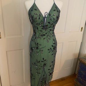 Cache Sparkly Green Dress